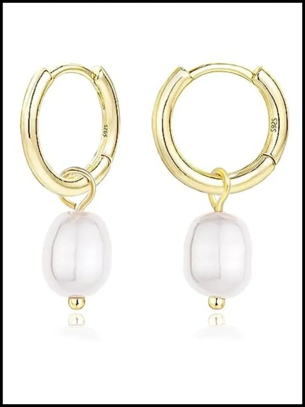 AAA+ Quality Pearl Hoop Earrings Lightweight Dangle Drop 14K Gold Filled
